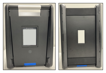 Fotografia mostrando as exibições traseiras de um dispositivo de próxima geração do Azure Data Box.