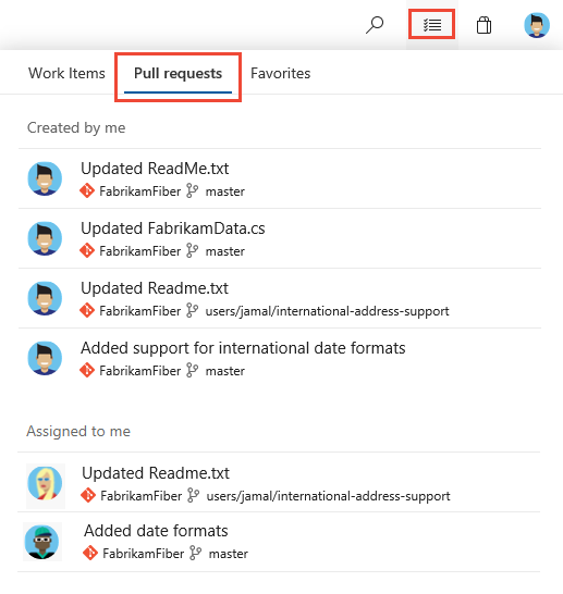 Captura de tela das solicitações de pull atribuídas a você nos projetos.