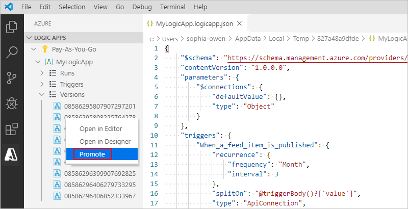 Promover a versão anterior
