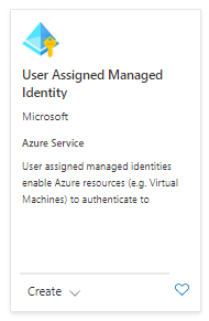 Captura de tela do bloco de identidade gerenciada atribuída pelo usuário no Azure Marketplace.