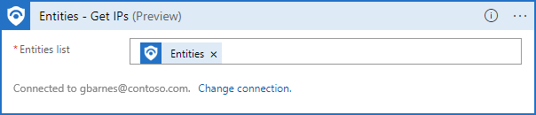 A captura de tela mostra as ações do guia estratégico para obter as entidades de endereço IP no incidente.