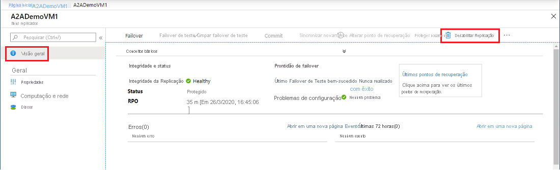 Desabilite a replicação.
