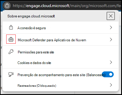 Captura de ecrã a mostrar o Microsoft Edge na indicação do browser.