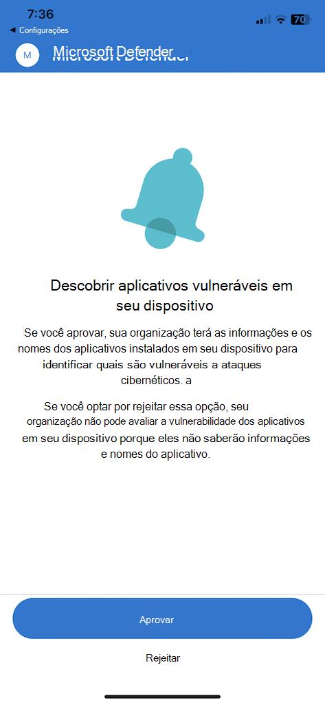 Captura de ecrã do ecrã de privacidade do utilizador final.