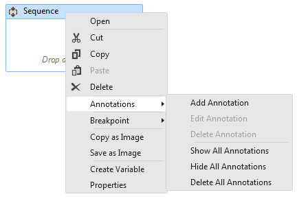 Captura de tela que mostra o menu para adicionar notações.