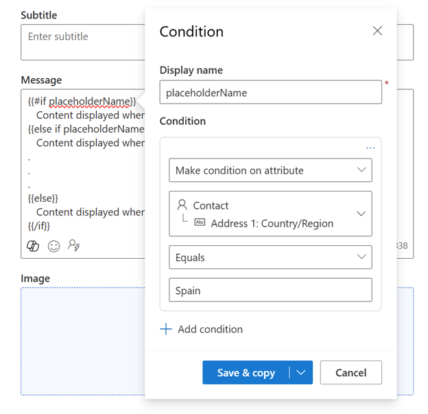 Selecione a condição.