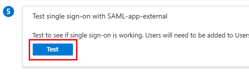 Captura de tela da opção de logon único de teste.