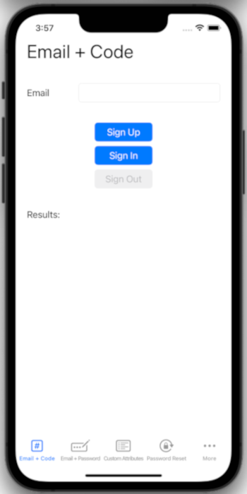 Captura de tela do prompt do usuário para inserir email no aplicativo iOS.