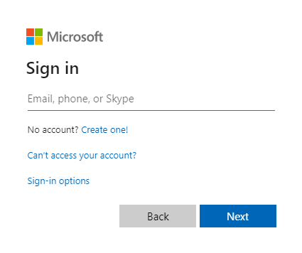 Exibição da tela de login do Microsoft Entra
