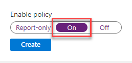 Uma captura de tela do controle próximo à parte inferior da página da Web em que você especifica se a política está habilitada.