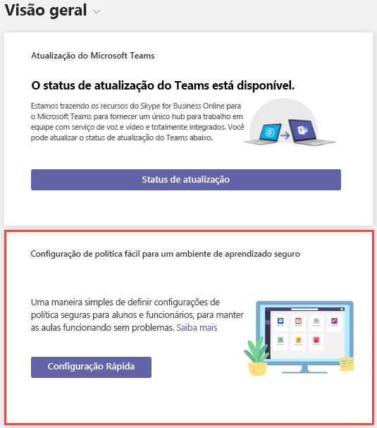 Captura de ecrã do assistente Teams para Educação política.