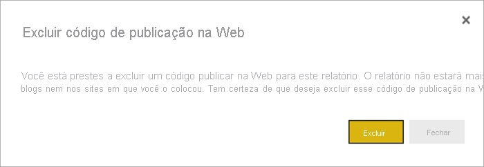 Captura de tela da confirmação da exclusão.