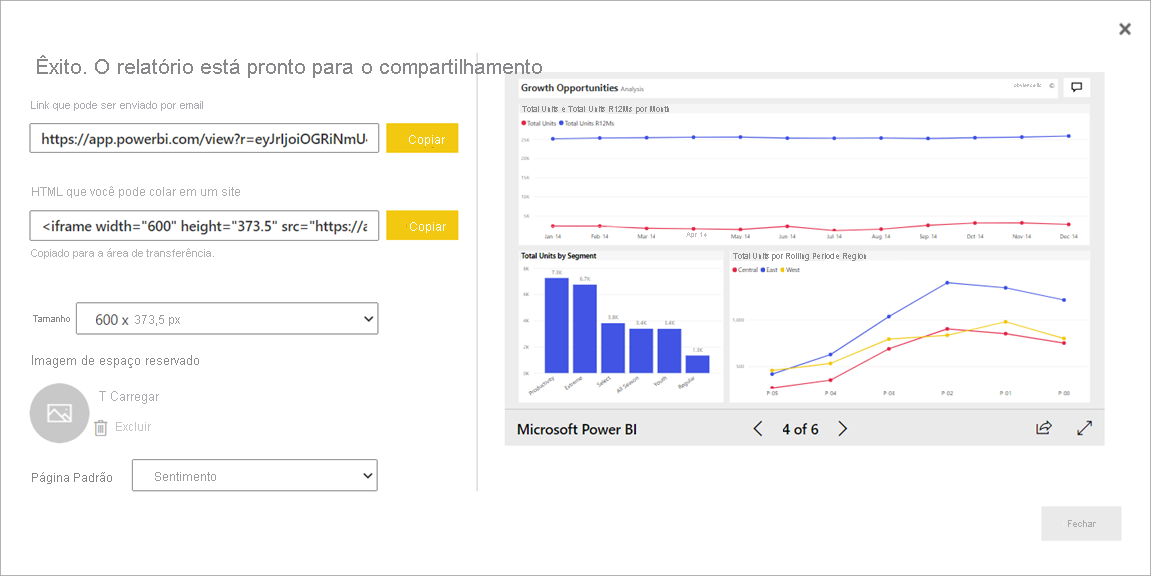 Captura de tela de Sucesso: um link e um HTML.