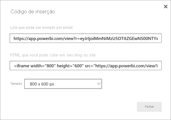 Captura de tela da caixa de diálogo Inserir código.