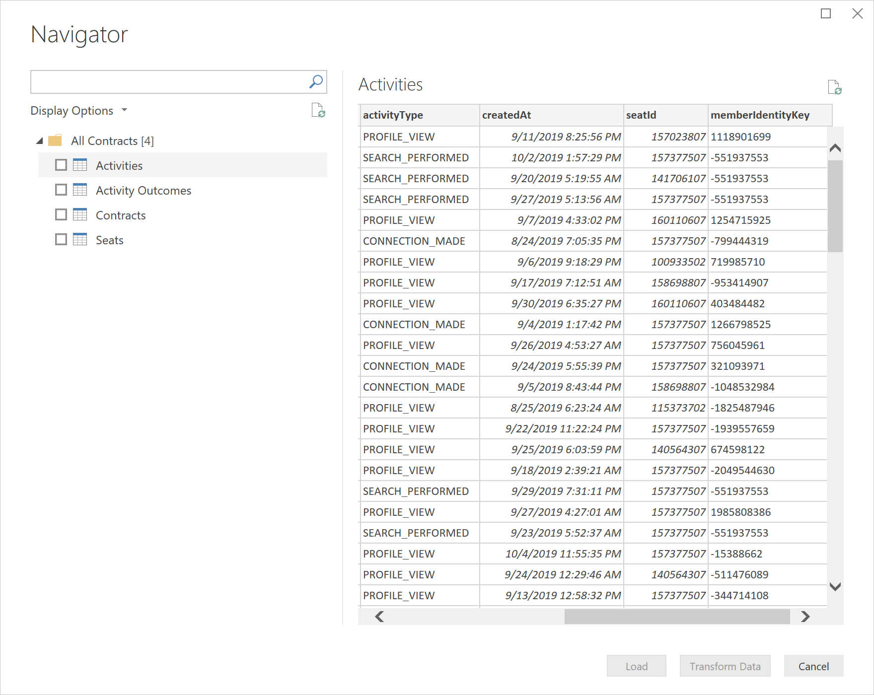 Selecionar dados usando o Navegador