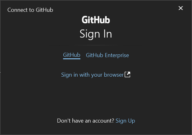 Captura de tela mostrando o login com o GitHub Enterprise.