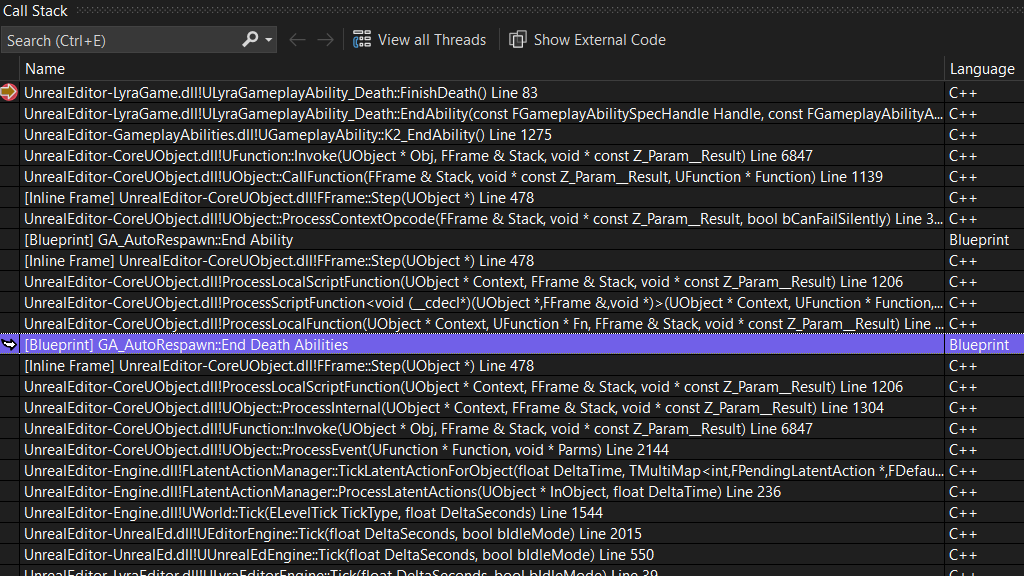 Depurador de blueprint do mecanismo unreal