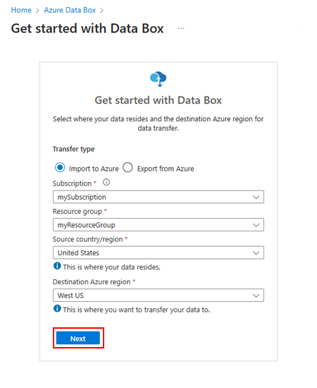 Selecione a opção Data Box Disk