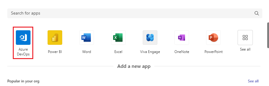 Captura de tela para adicionar um novo separador ao canal do Microsoft Teams.
