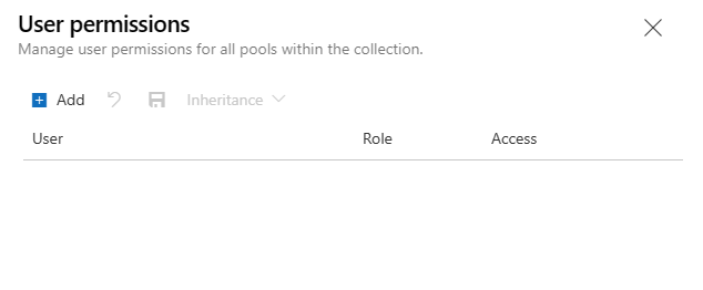 Captura de ecrã do diálogo de segurança ao nível da coleção para todos os pools de agentes.