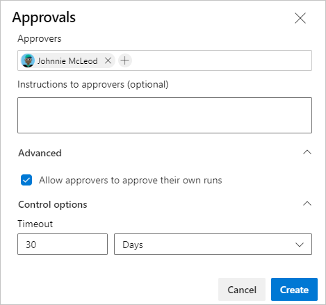 Captura de ecrã do botão de verificação e criação configurado.