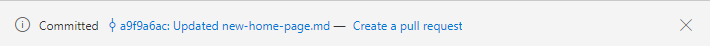 Captura de tela que mostra o link para criar uma solicitação pull.