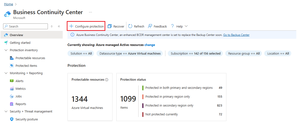 A captura de ecrã mostra como iniciar o backup do blob protegido.