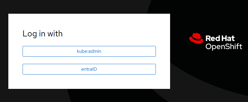 Captura de tela que mostra a opção Microsoft Entra ID para entrar em um cluster do Azure Red Hat OpenShift.