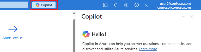<Captura de ecrã do ícone Copilot no portal do Azure.>