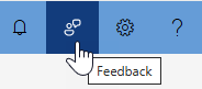 Captura de ecrã do menu do portal a realçar o ícone de feedback