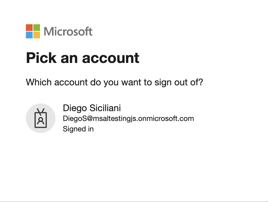 Ecrã de encerramento de sessão do Microsoft Entra a ser exibido