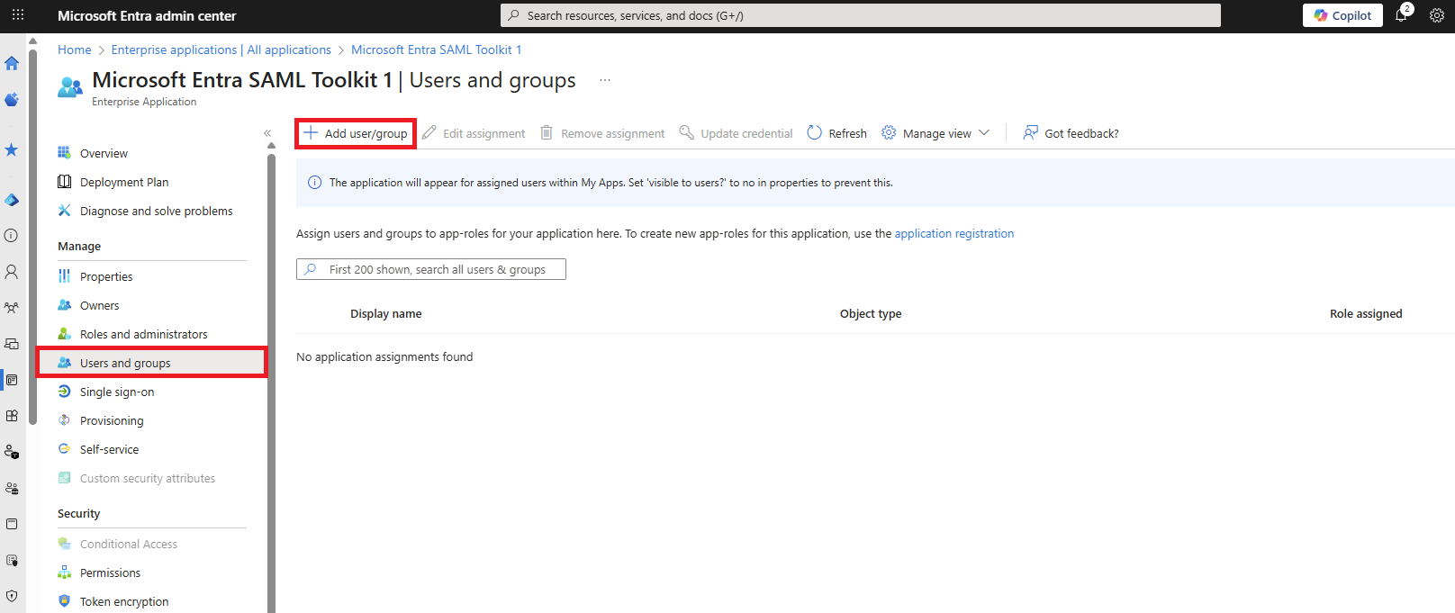 Atribua uma conta de usuário a um aplicativo em seu locatário do Microsoft Entra.