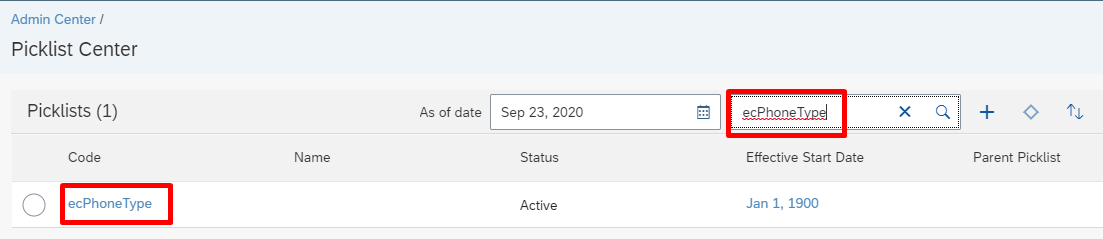 Encontrar lista de opções de tipo de telefone