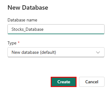 Captura de ecrã a mostrar a caixa pop-up para nomear a nova base de dados.