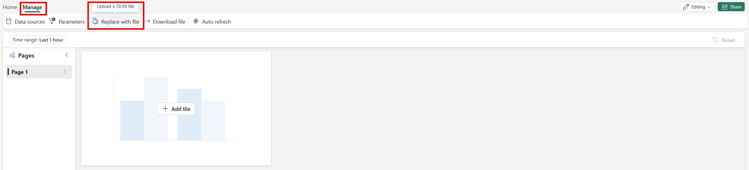Captura de ecrã da opção Substituir por ficheiro.