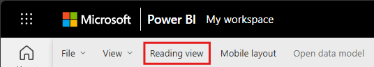 Captura de ecrã que mostra como mudar para a vista de Leitura de uma tela de relatório.