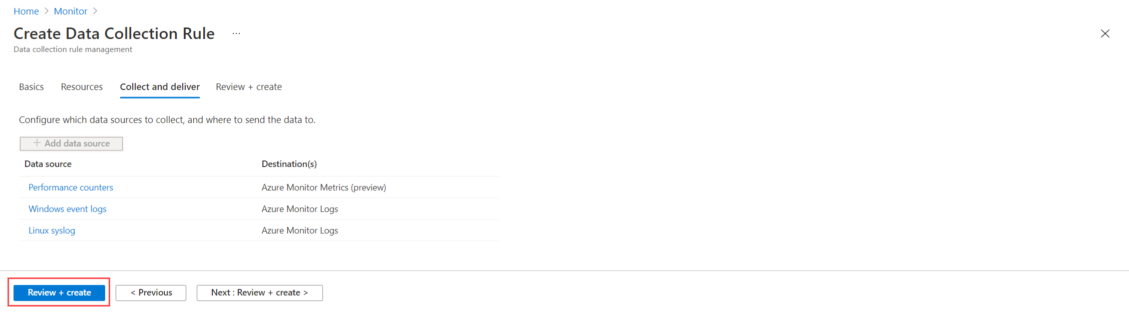 Captura de tela que mostra como salvar a regra de coleta de dados.